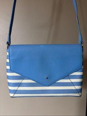 kate spade Blue and White Striped Envelope Crossbody